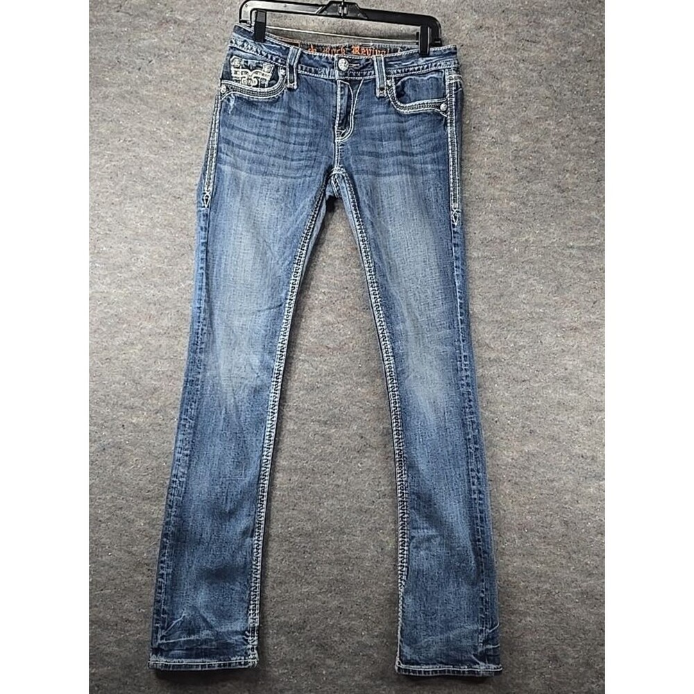 Rock Revival Minh Style Straight Jeans Womens Size 29 32X34 Blue Style RJ8572J